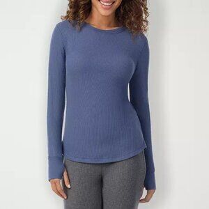 #1438 Cuddl Duds Cozy Stretch Thermal Crewneck Top - Blue Haze